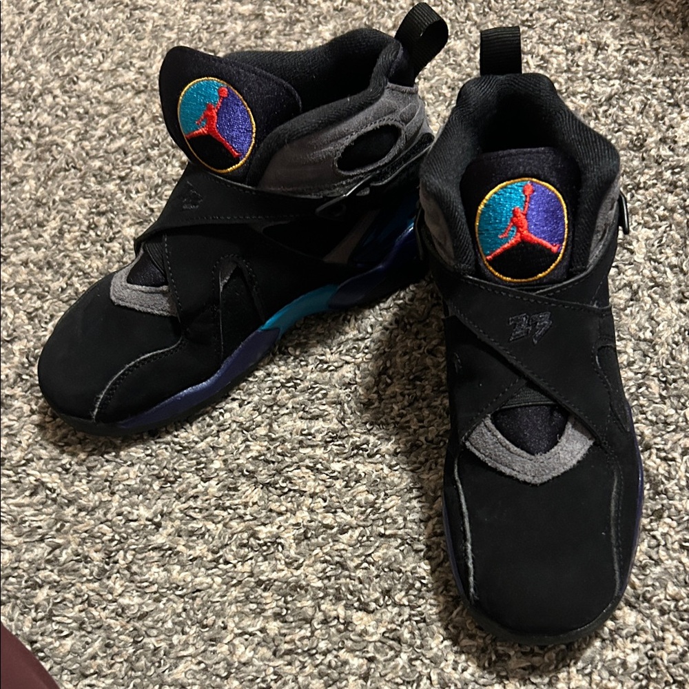 Jordan Kids Sneakers Black with Blue and Purple Accents